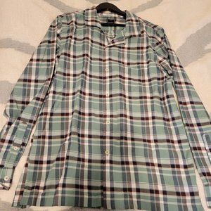 Portuguese Washed Flannel Camp Collar Shirt in Green